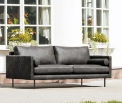 Outlet HomingXL 3 zitsbank - Daisy - met doorgestikte armleuning - leer Colorado antraciet 01