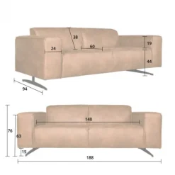 Best HomingXL 2 zitsbank - Lambada - leer Colorado cognac 03