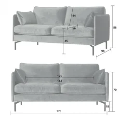 HomingXL 2,5 zitsbank - Zinnia - velours Juke grijs 65