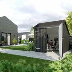 Discount Plus Danmark Berging met dubbele deur 5,7 m2 onbehandeld 248 x 229 x 250 cm