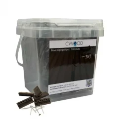 Best C-Wood Bevestigingsclips kunststof donkerbruin incl RVS schroeven (100 stuks)