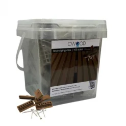 New C-Wood Bevestigingsclips kunststof teak bruin incl RVS schroeven (100 stuks)