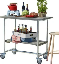 Outlet Plus Danmark Bijzettafel vuren geimpregneerd - Urban met plank grijsbruin 50 x 100 x 90 cm