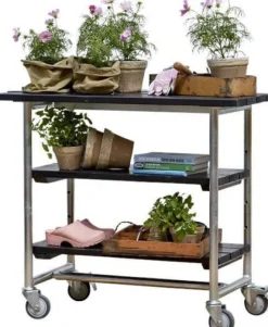 Outlet Plus Danmark Bijzettafel vuren geimpregneerd - Urban met twee planken zwart 50 x 100 x 90 cm