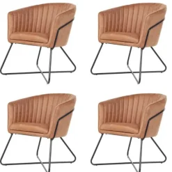 Discount Bo Lundgren Eetkamerstoel - Nova - lederlook Soft cognac (4 stuks)