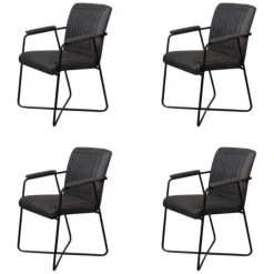 New Bo Lundgren Eetkamerstoel - Henry - lederlook Soft antraciet (4 stuks)