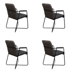 New Bo Lundgren Eetkamerstoel - Henry - lederlook Soft antraciet (4 stuks)