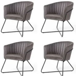 Best Bo Lundgren Eetkamerstoel - Nova - lederlook Soft antraciet (4 stuks)