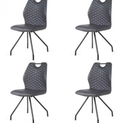 Clearance Bo Lundgren Eetkamerstoel - Carlos - leer Vintage zwart (4 stuks)