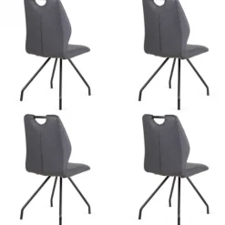 Clearance Bo Lundgren Eetkamerstoel - Carlos - leer Vintage zwart (4 stuks)