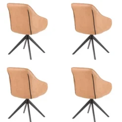 Hot Bo Lundgren Eetkamerstoel - Collins - lederlook Soft cognac (4 stuks)