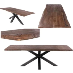 HomingXL Boomstamtafel massief Acacia Oud Hout - 240 x 100 cm - Bladdikte 5 cm - Diverse poten