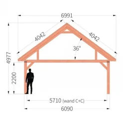 TrendHout Buitenverblijf Zadeldak XXL - 6 meter diep