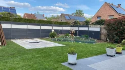 Clearance C-Wood Schutting composiet co-extrusie Garda antraciet met antraciet aluminium kader (180 x 180 cm)