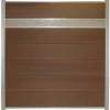 Discount C-Wood Schutting composiet co-extrusie Como teak met blank alu kader en deco lamel cirkel (180 x 190 cm)