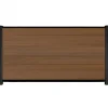 Clearance C-Wood Schutting composiet co-extrusie Como teak met zwart aluminium kader (180 x 90 cm)