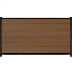 Clearance C-Wood Schutting composiet co-extrusie Como teak met zwart aluminium kader (180 x 90 cm)