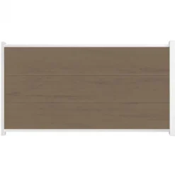 Sale C-Wood Schutting composiet co-extrusie Como vergrijsd bruin met wit aluminium kader (180 x 90 cm)