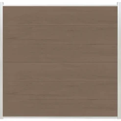 Outlet C-Wood Schutting composiet co-extrusie Como vergrijsd bruin met blank aluminium kader (180 x 180 cm)