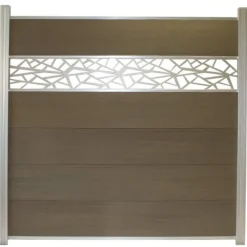 Outlet C-Wood Schutting composiet co-extrusie Como vergrijsd bruin met blank aluminium kader (180 x 180 cm)