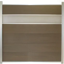 Outlet C-Wood Schutting composiet co-extrusie Como vergrijsd bruin met blank aluminium kader (180 x 180 cm)