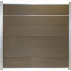 Online C-Wood Schutting composiet co-extrusie Como vergrijsd bruin met blank alu kader en sierlijst (180 x 180 cm)