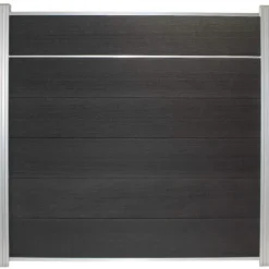 C-Wood Schutting composiet co-extrusie Como antraciet met blank aluminium kader en sierlijst (180 x 180 cm)