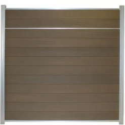 Hot C-Wood Schutting composiet co-extrusie Garda vergrijsd bruin blank alu kader sierlijst (180x180cm)