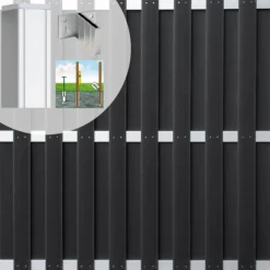 Clearance C-Wood Schutting set composiet Capri antraciet met blank aluminium frame ( 9,41 meter)