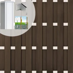 Outlet C-Wood Schutting set composiet Bari donkerbruin met blank aluminium frame (9,41 meter)