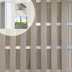 Best C-Wood Schutting set composiet Bari steengrijs gevlamd met blank aluminium frame (5,67 meter)