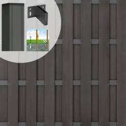 Sale C-Wood Schutting set composiet Bari antraciet met antraciet aluminium frame (5,67 meter)