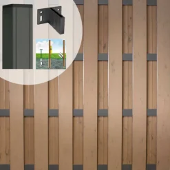 Sale C-Wood Schutting set composiet Bari bruin gevlamd met antraciet aluminium frame (9,41 meter)