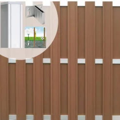 Sale C-Wood Schutting set composiet Stijl bruin met blank aluminium frame (5,67 meter)