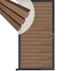 Hot C-Wood Tuindeur aluminium antraciet frame Rhombus Triple - composiet bruin gevlamd (90 x 180 cm)