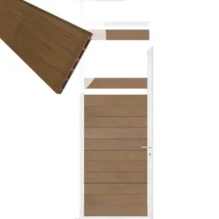 New C-Wood Tuindeur aluminium wit frame Mix & Match - composiet bruin gevlamd (90 x 200 cm)