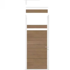 New C-Wood Tuindeur aluminium wit frame Mix & Match - composiet bruin gevlamd (90 x 200 cm)