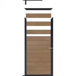New C-Wood Tuindeur aluminium antraciet frame Mix & Match - composiet bruin gevlamd (90 x 180 cm)