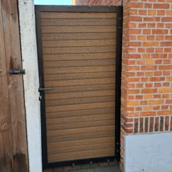 Hot C-Wood Tuindeur aluminium zwart frame Rhombus Triple - composiet bruin gevlamd (90 x 180 cm)