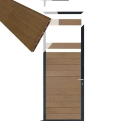 Outlet C-Wood Tuindeur aluminium antraciet frame Mix & Match - composiet bruin gevlamd (90 x 200 cm)