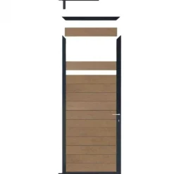 Outlet C-Wood Tuindeur aluminium antraciet frame Mix & Match - composiet bruin gevlamd (90 x 200 cm)