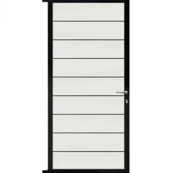 New C-Wood Tuindeur aluminium zwart frame Modular - composiet co-ex wit (90 x 200 cm)
