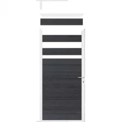 Outlet C-Wood Tuindeur composiet Garda antraciet met wit alu kader (90 x 180 cm)