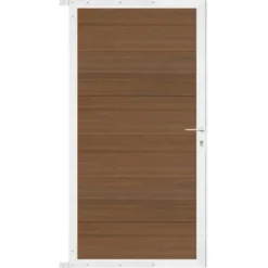 New C-Wood Tuindeur composiet Como teak met wit alu kader (90 x 180 cm)