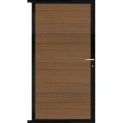 Hot C-Wood Tuindeur composiet Como teak met zwart alu kader (90 x 180 cm)