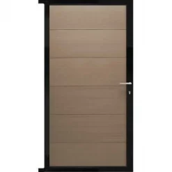 Clearance C-Wood Tuindeur composiet Como vergrijsd bruin met zwart alu kader (90 x 180 cm)