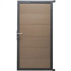 Clearance C-Wood Tuindeur composiet Como vergrijsd bruin met antraciet alu kader (90 x 180 cm)