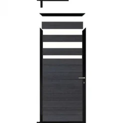 Best C-Wood Tuindeur composiet Garda antraciet met zwart alu kader (90 x 180 cm)