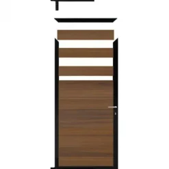 Outlet C-Wood Tuindeur composiet Garda teak met zwart alu kader (90 x 180 cm)