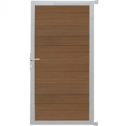 Discount C-Wood Tuindeur composiet Como teak met blank alu kader (90 x 180 cm)